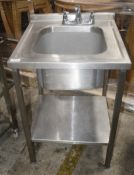 1 x Stainless Steel Commercial Kitchen Wash Station Sink Unit - Dimensions: H60 x W60 x D90cm - Very