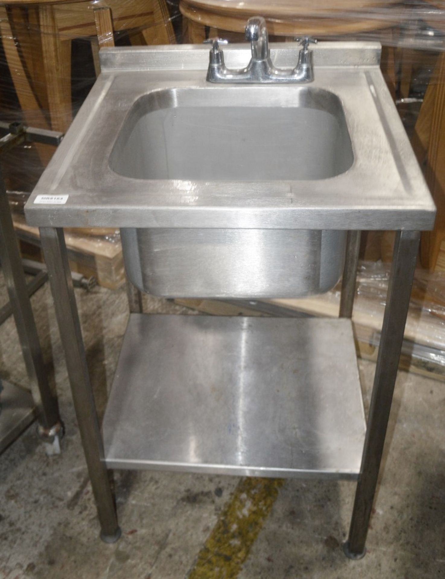 1 x Stainless Steel Commercial Kitchen Wash Station Sink Unit - Dimensions: H60 x W60 x D90cm - Very