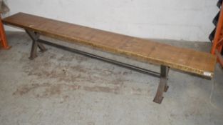 1 x Rustic 2.4 Metre Long Bespoke Hand-Carved Restaurant Seating Bench - Dimensions: H46 x W241 x