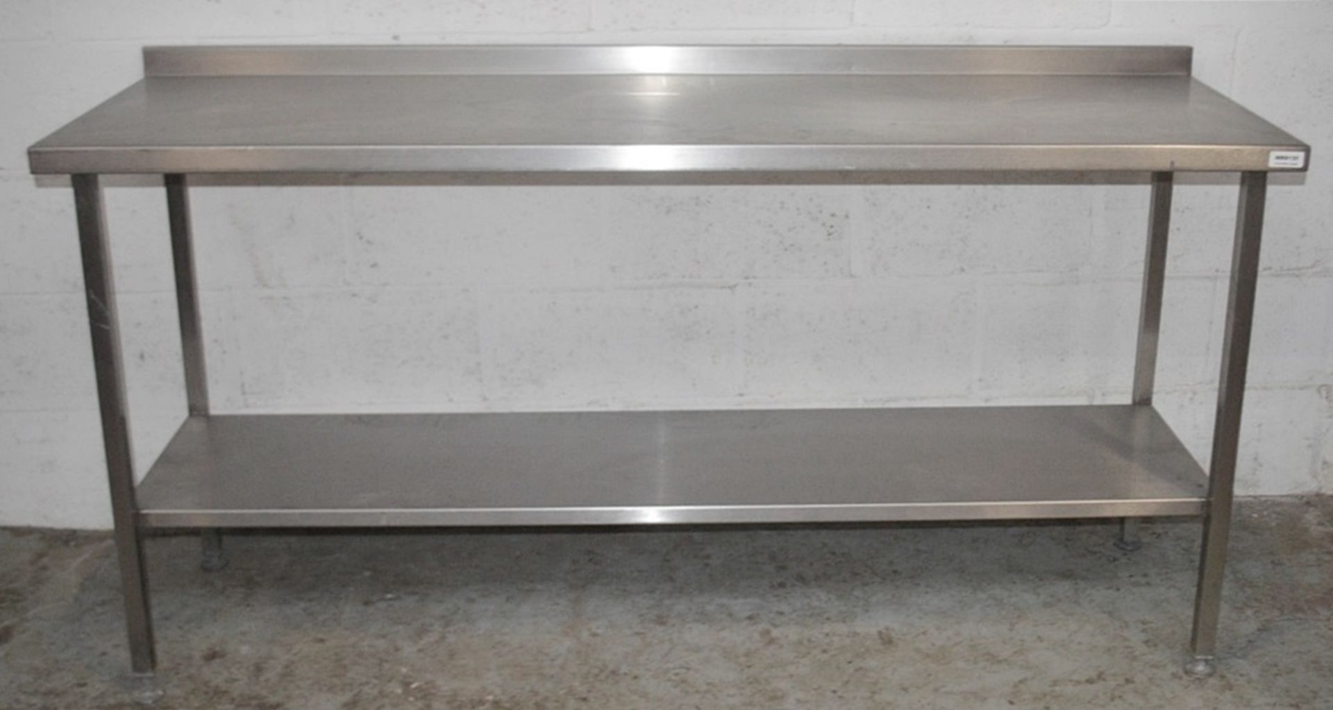 1 x Stainless Steel Long Commercial Kitchen Prep Bench With Upstand - Dimensions: H90 x W180 x D60cm