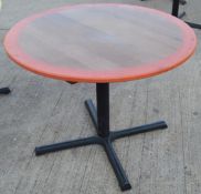 1 x Commercial 100cm Round Tables Featuring Abstract Paint Work And Metal Base - Dimensions: