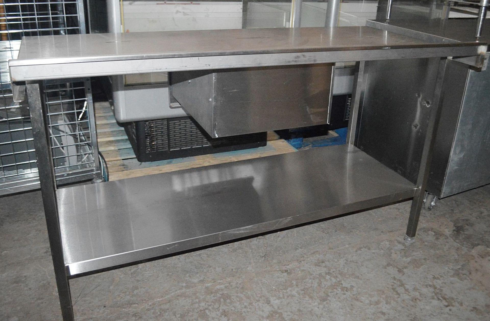 1 x Stainless Steel Commercial Kitchen Prep Bench With Drawer, Undershelf, And Upstand - Dimensions: - Image 3 of 3