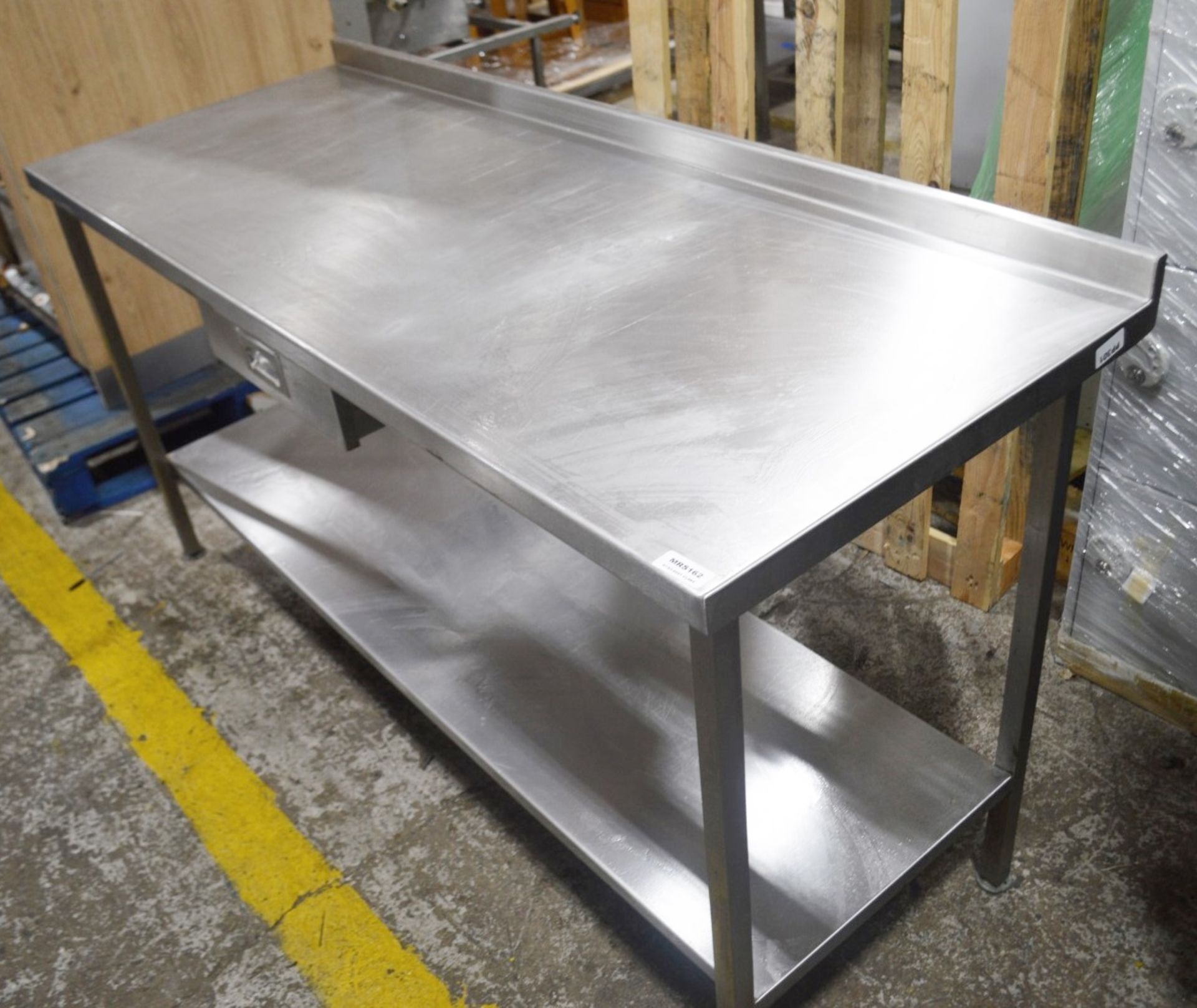 1 x Stainless Steel Commercial Kitchen Prep Bench With Upstand - Dimensions: H91 x W170 x D65cm -