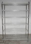 1 x Commercial Kitchen 6-Tier Chrome Wire Shelving Unit - Dimensions: H188 x W121 x D61cm - Very