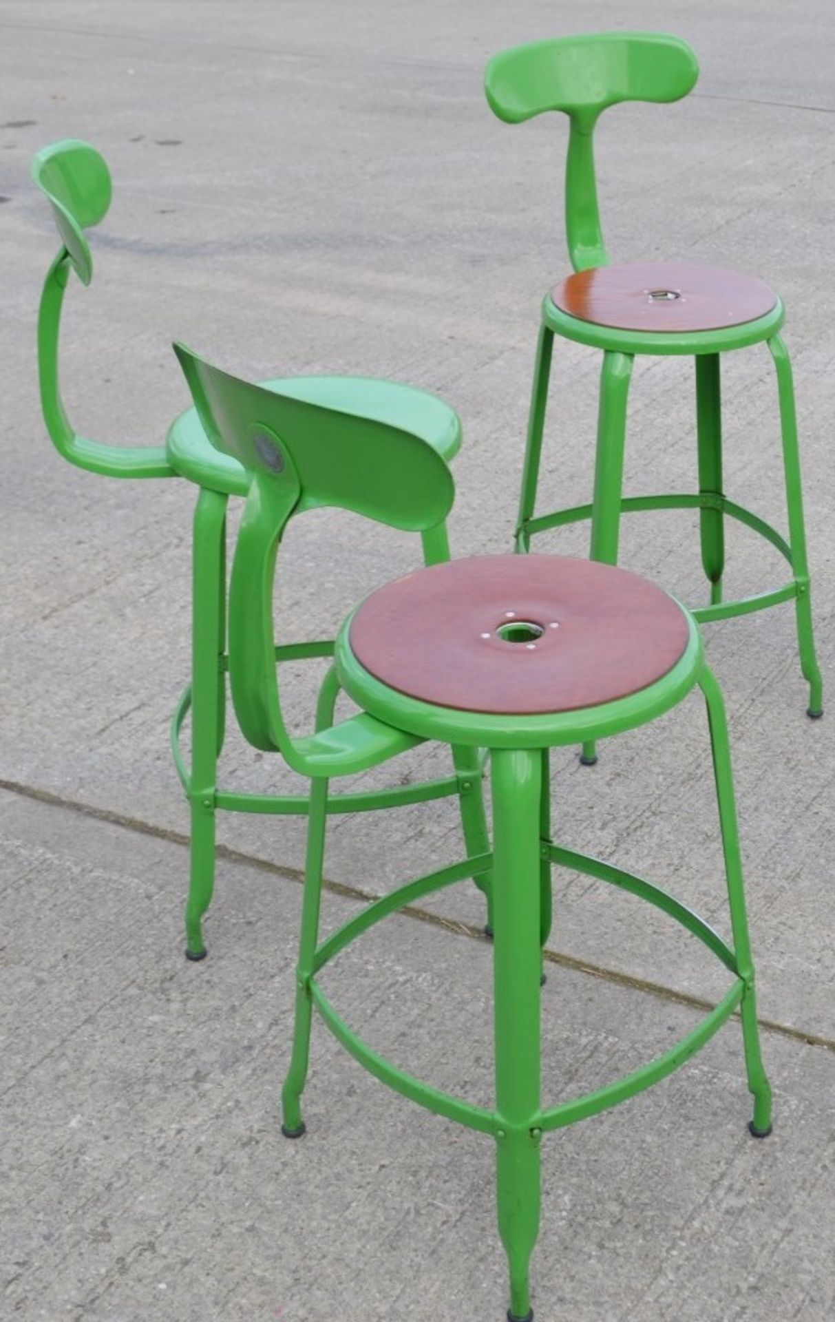3 x Genuine Nicolle® French Metal Stools In Glossy Green And 2 x Optional Pads - Original Price £900