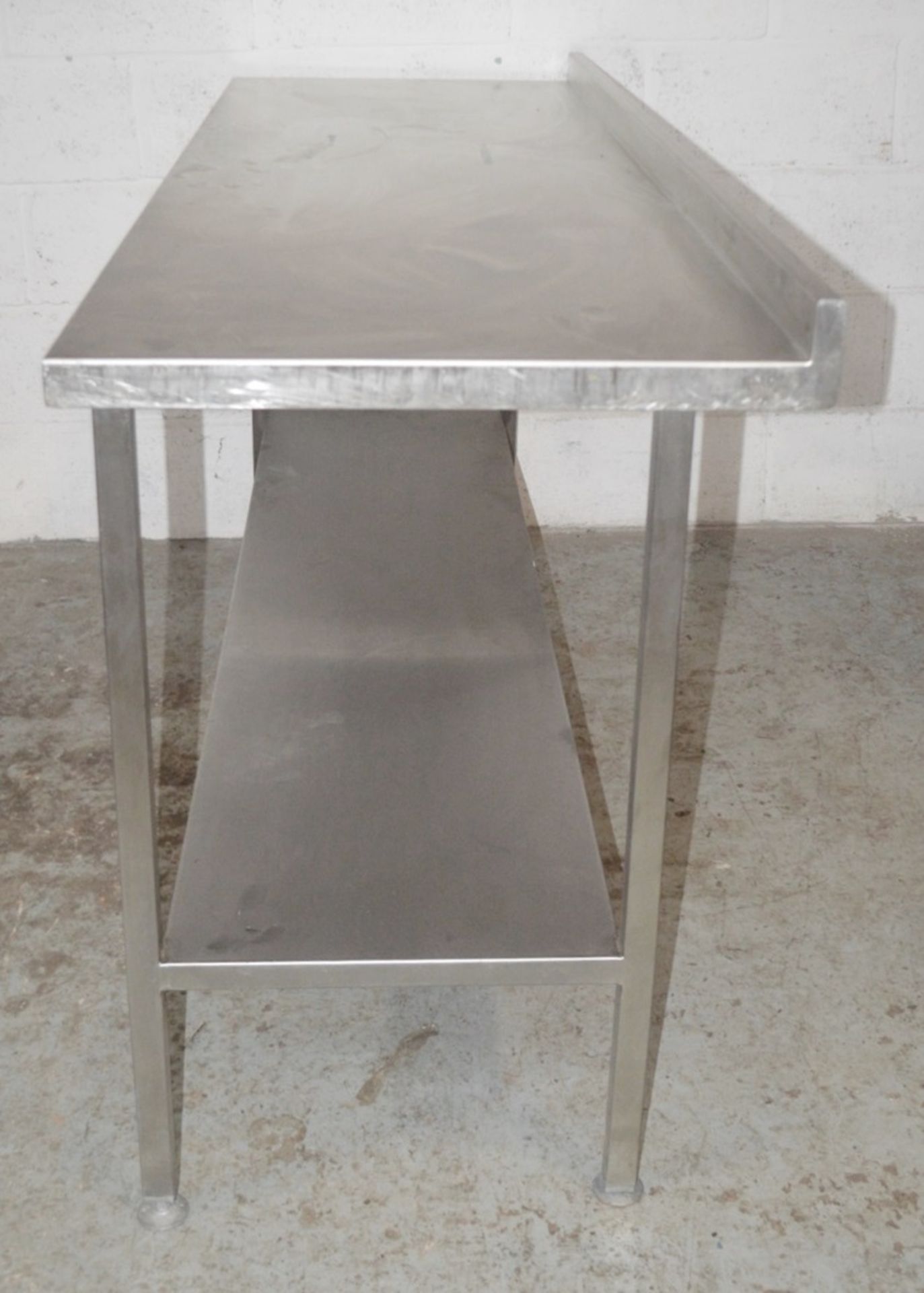 1 x Stainless Steel Long Commercial Kitchen Prep Bench With Upstand - Dimensions: H90 x W180 x D60cm - Image 3 of 4