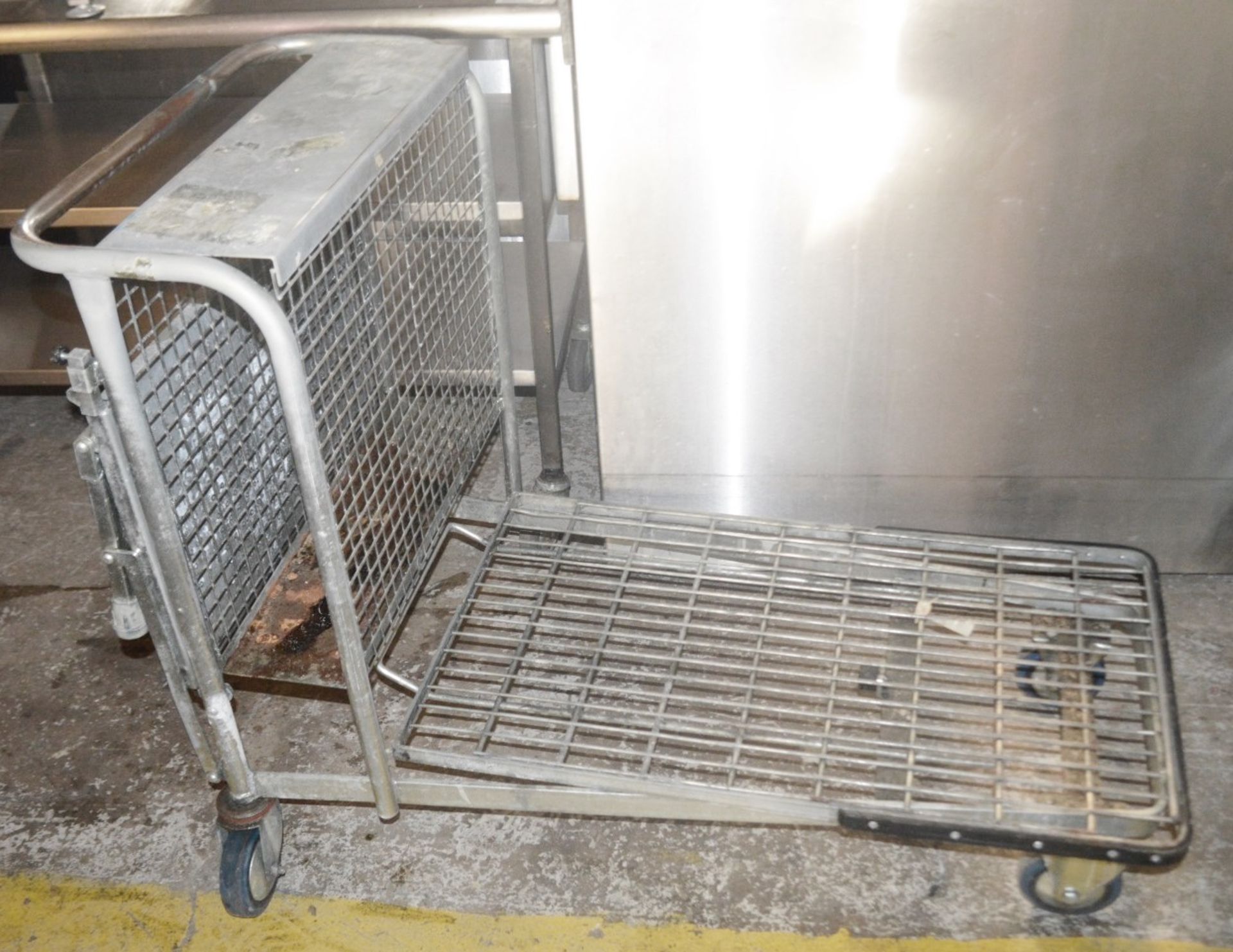 1 x Stainless Steel Commercial Packing Trolley Fold-down Back Shelf - Dimensions: H90 x W61 x D110/