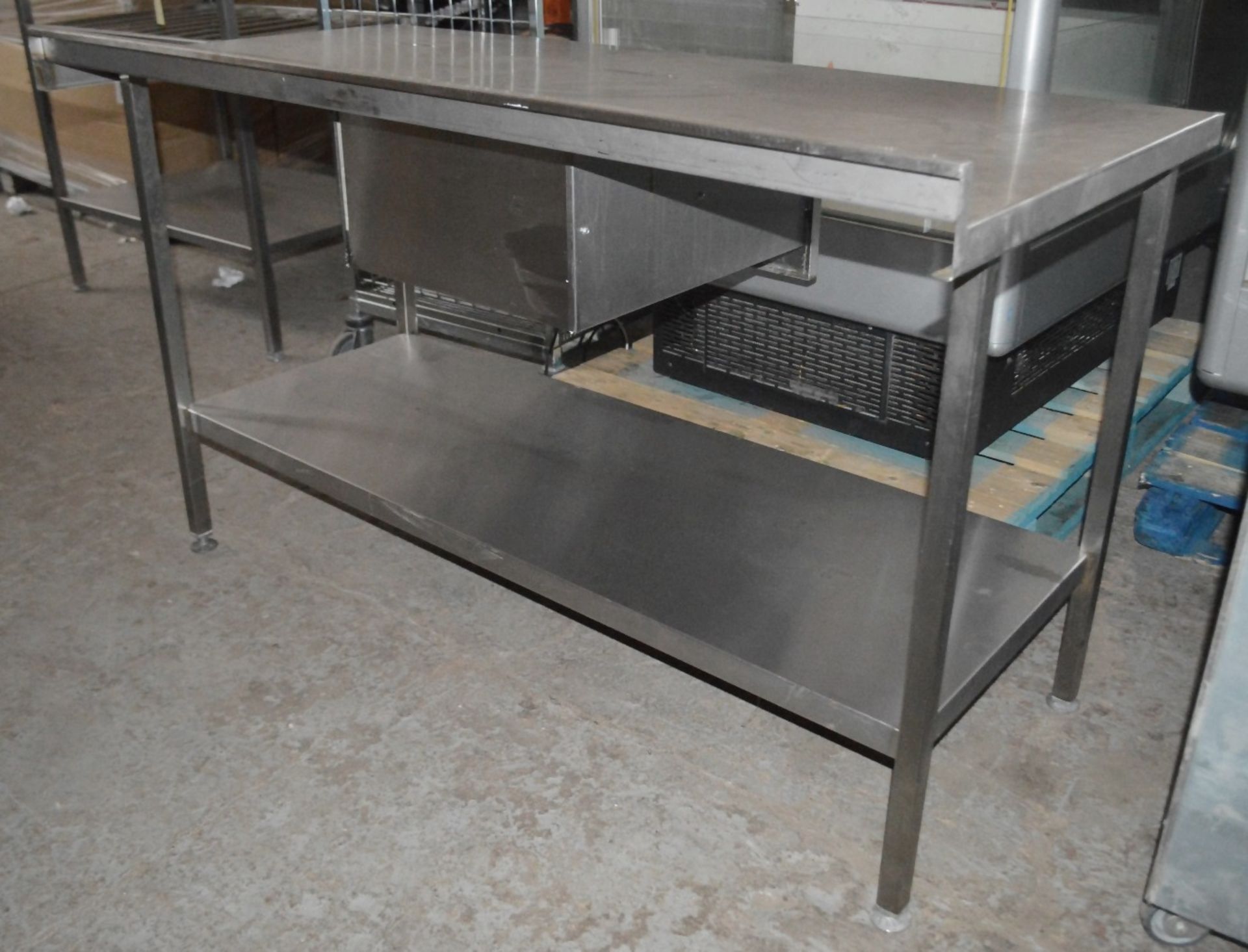 1 x Stainless Steel Commercial Kitchen Prep Bench With Drawer, Undershelf, And Upstand - Dimensions: - Image 2 of 3