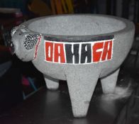 1 x Stone Pig Style Dahaca Folk Art Griding Bowl - Size H30 x W40 cms - Ref: RB123 - CL558 -