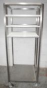 1 x Stainless Steel Commercial Kitchen Pizza Rack With 3 Tiers Of Wire Shelving - Dimensions: H185 x