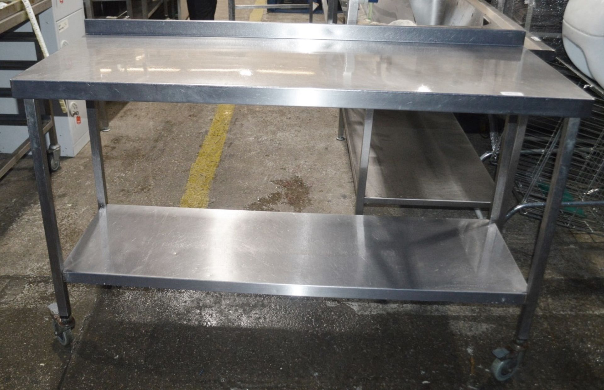 1 x Stainless Steel Commercial Kitchen Prep Bench - Dimensions: H95 x W150 x D60cm - Very Recently