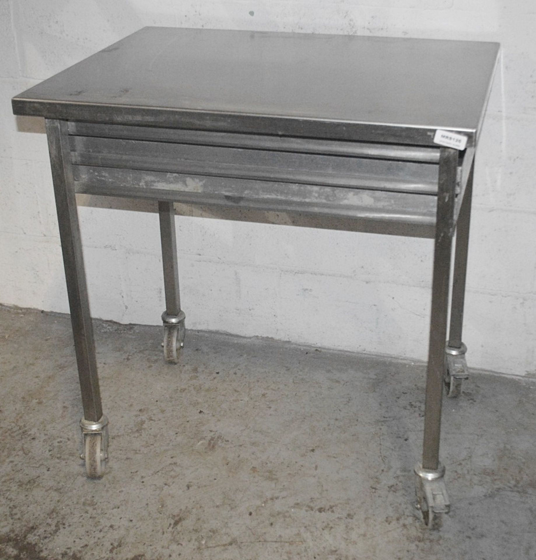 1 x Stainless Steel Commercial Kitchen 3-Drawer Prep Counter On Castors - Dimensions: H87 x W84 x - Image 3 of 4