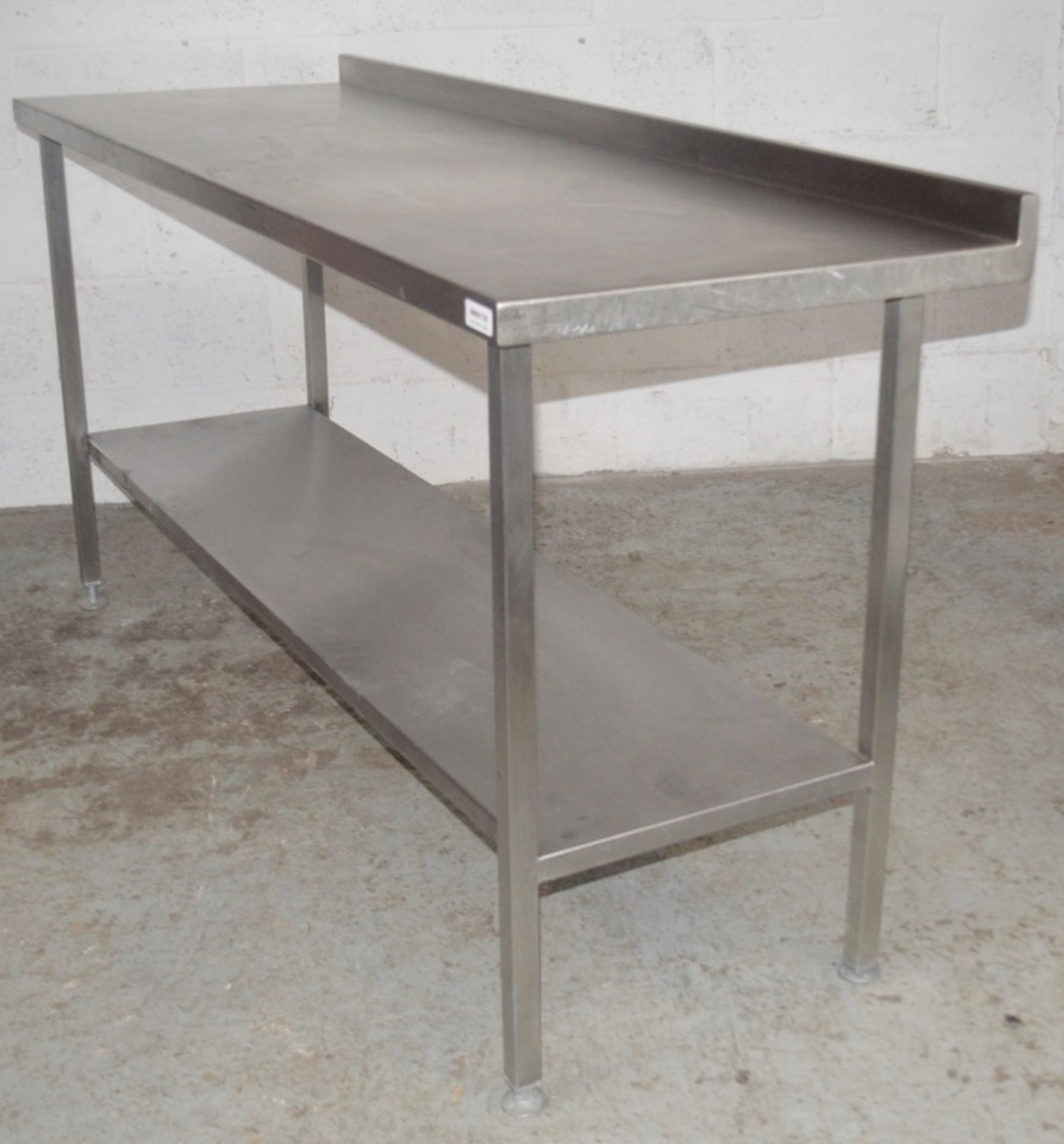 1 x Stainless Steel Long Commercial Kitchen Prep Bench With Upstand - Dimensions: H90 x W180 x D60cm - Image 2 of 4