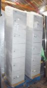 1 x Link Biocote 5 Door Staff Locker in Grey With Keys and Anti Clutter Slope Top - New and Unused -