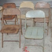 5 x Assorted Rustic Folding Metal Chairs - Dimensions (approx): H78 x W44 x D49cm, Seat 42cm