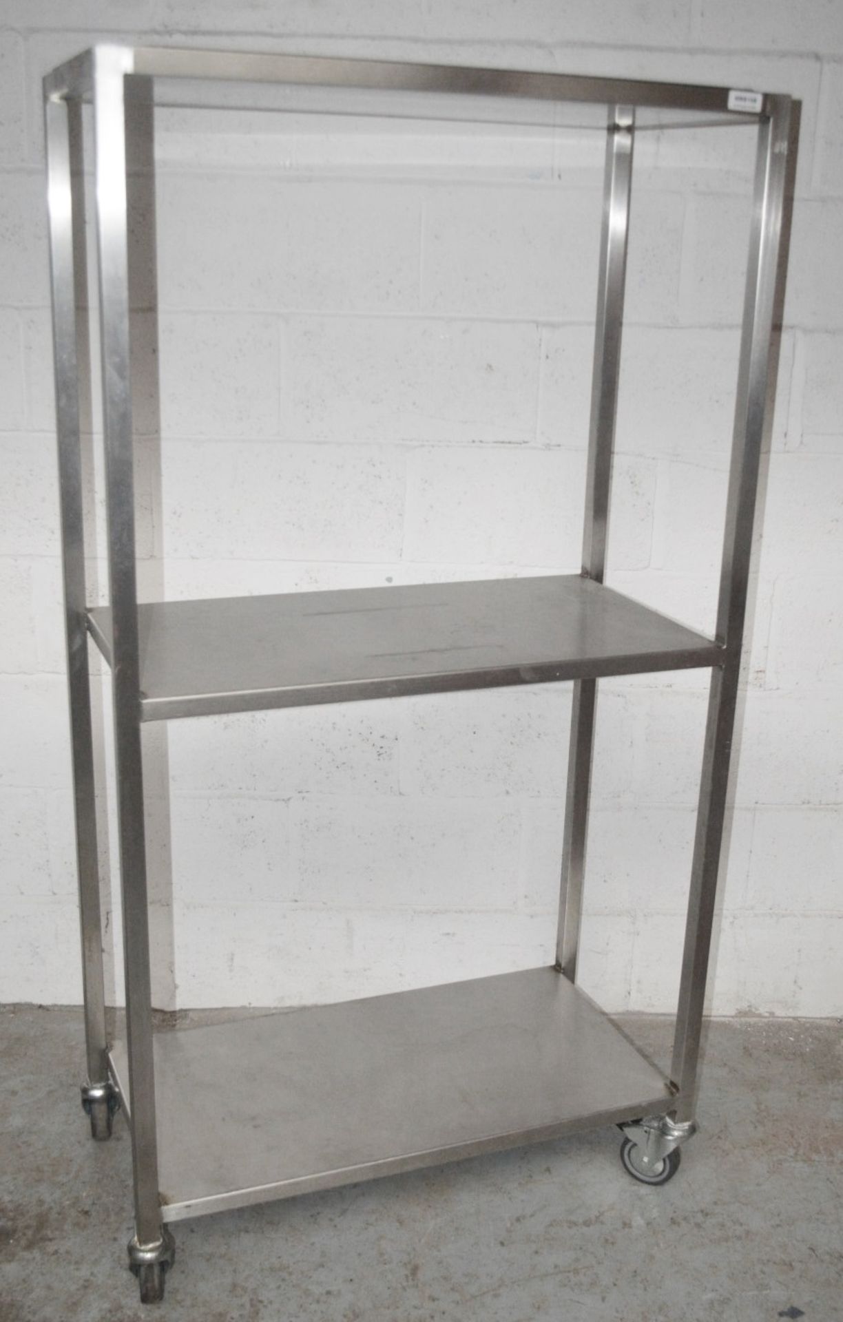 1 x Stainless Steel Commercial Kitchen 3-Tier Shelving Unit On Castors - Dimensions: H170 x W90 x