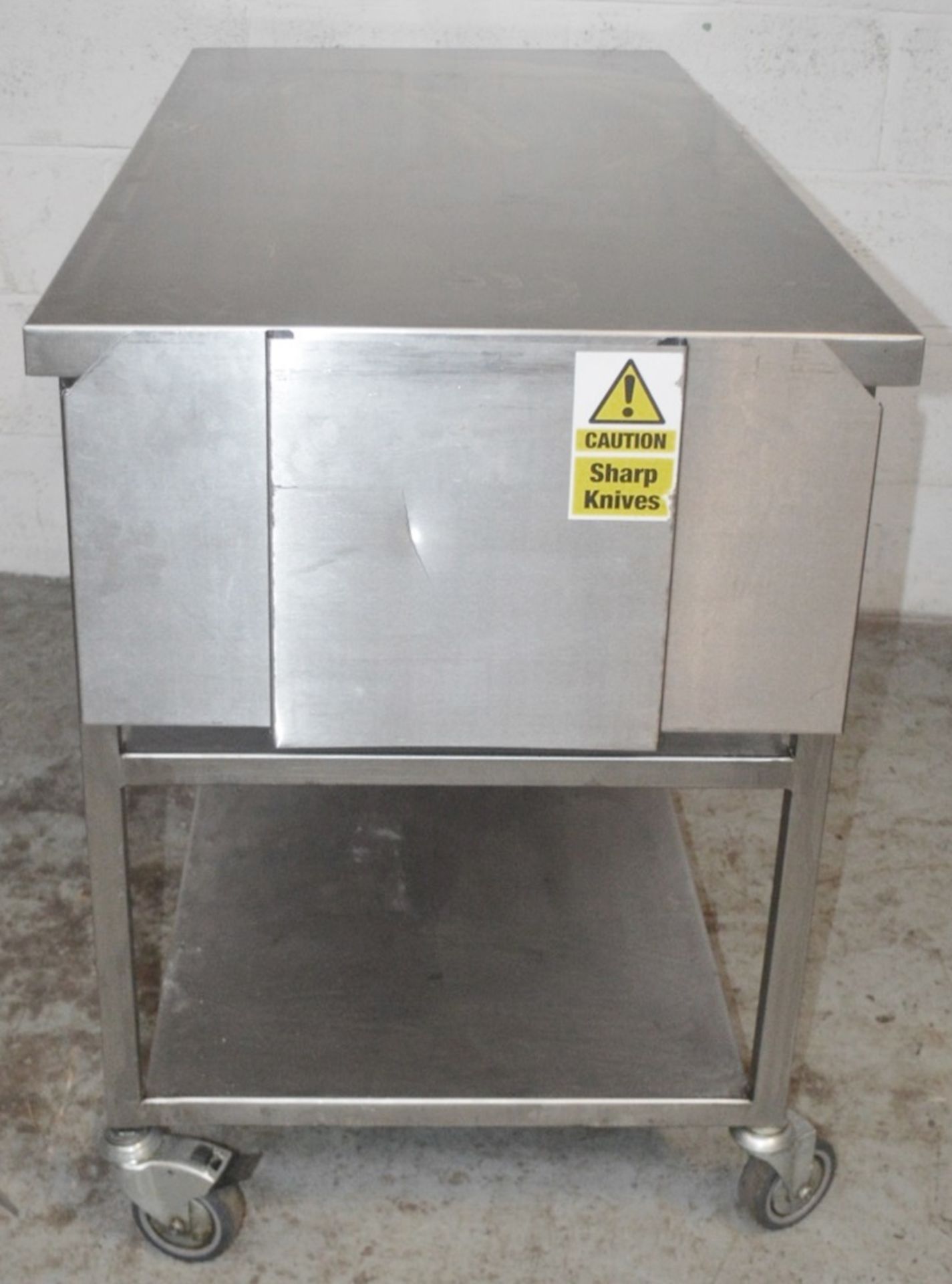 1 x Stainless Steel Commercial Kitchen Prep Trolley - Dimensions: H88 x W143 x D67cm - Very Recently - Image 2 of 4