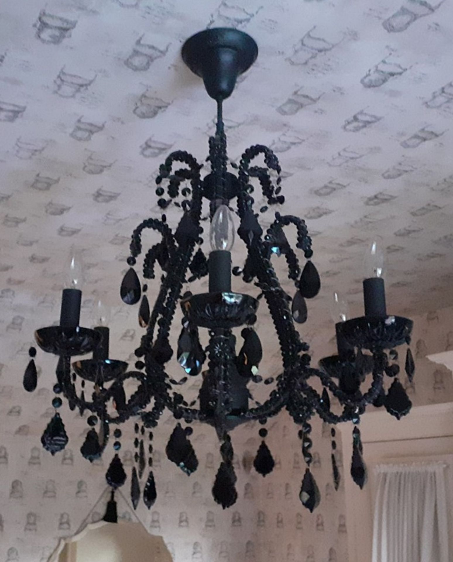 1 x Ornate 6-Arm Chandelier In Black - NO VAT ON THE HAMMER - Preowned - CL605 - Location: Hale,