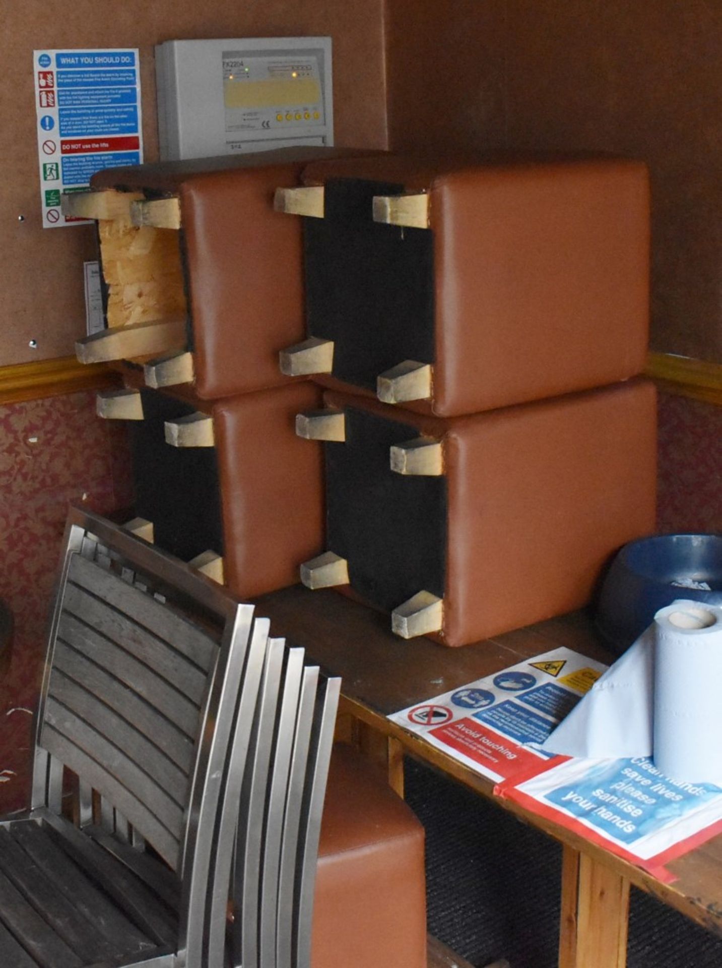 5 x Brown Faux Leather Stools - CL586 - Location: Altrincham WA14 This item is to be removed from a