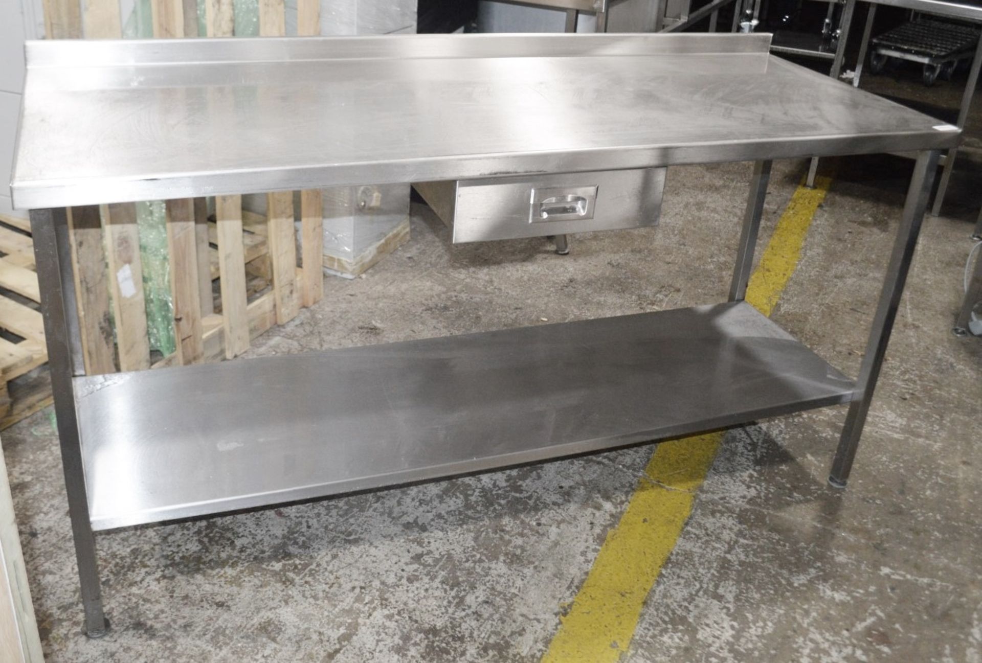 1 x Stainless Steel Commercial Kitchen Prep Bench With Upstand - Dimensions: H91 x W170 x D65cm - - Image 2 of 4