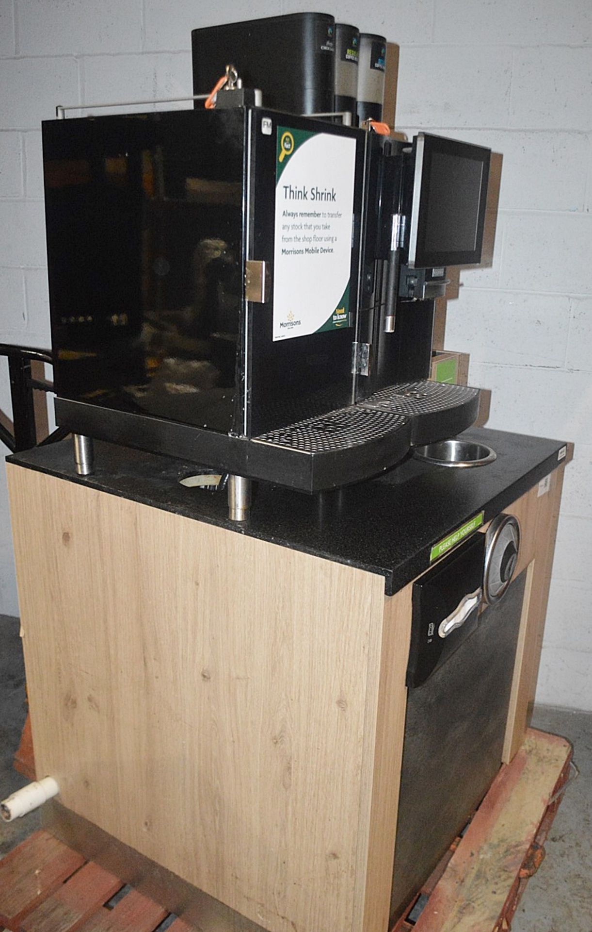 1 x FRANKE Commercial Coffee Machine With Integrated Fridge Mounted On A Condiment Station - Image 9 of 12