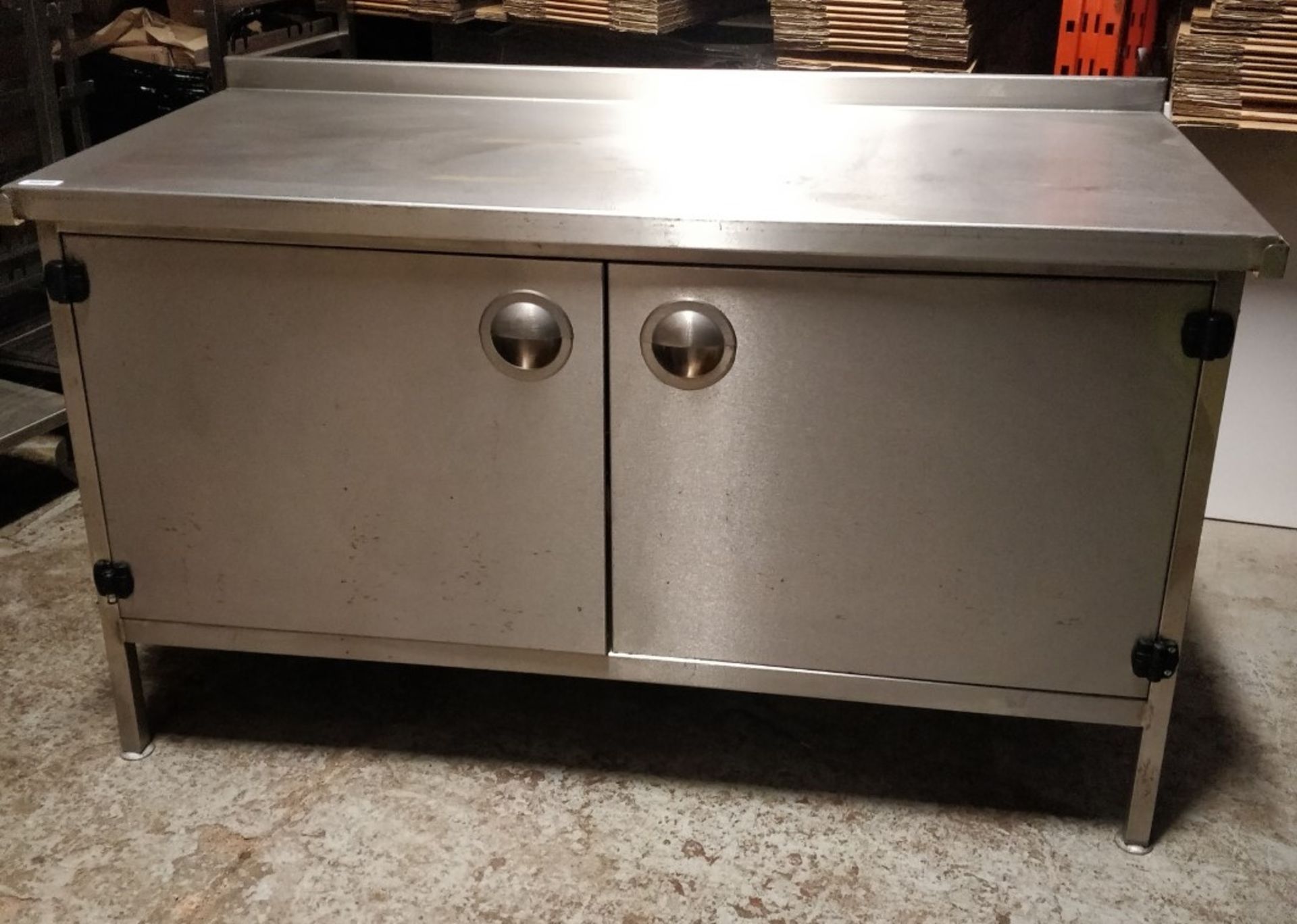 1 x Stainless Steel Commercial Kitchen Prep Counter With Upstand, Removable Front Ticket Holder