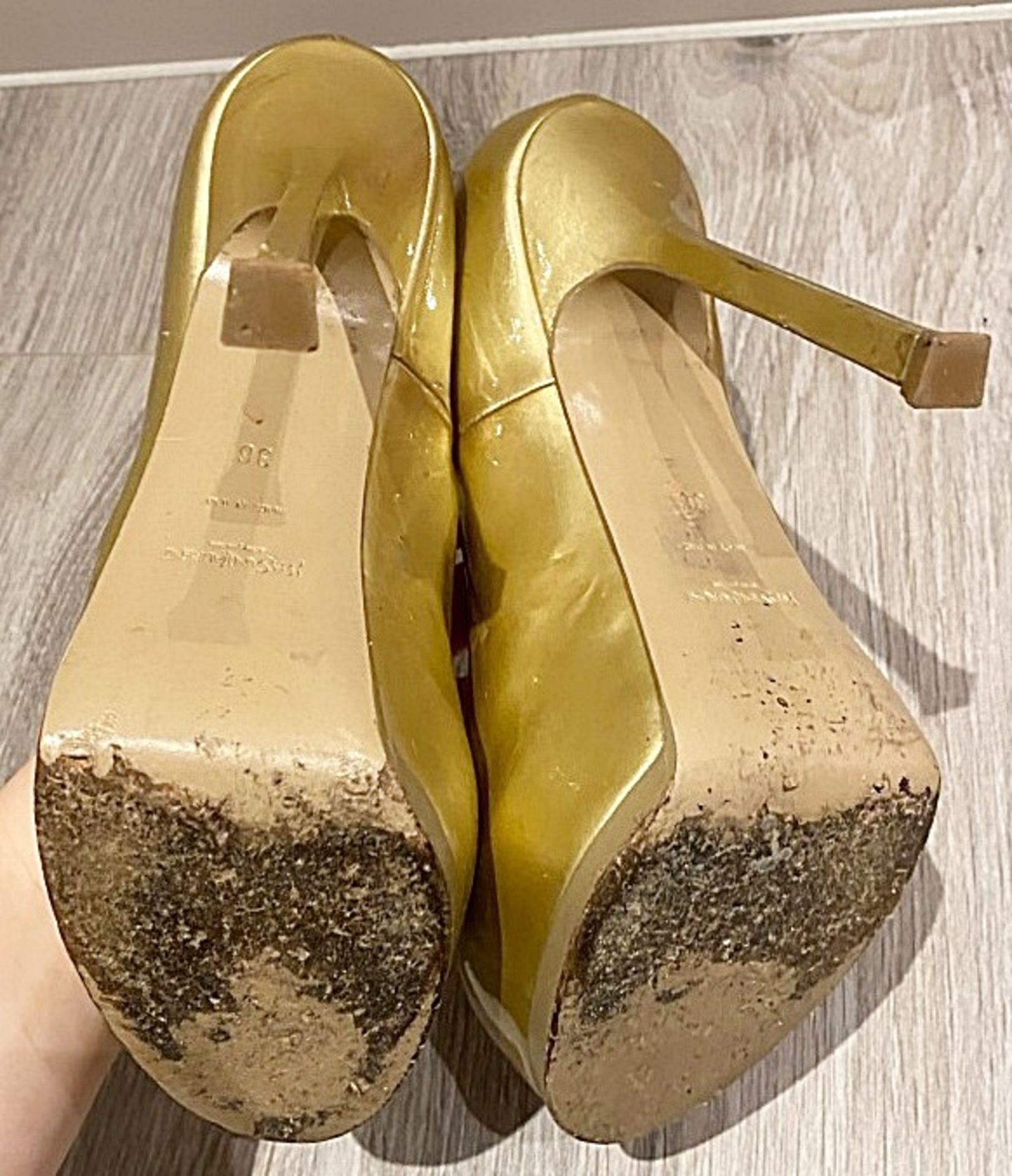 1 x Pair Of Genuine YSL High Heel Shoes In Gold - Size: 36 - Preowned in Worn Condition - Ref: LOT52 - Image 4 of 4