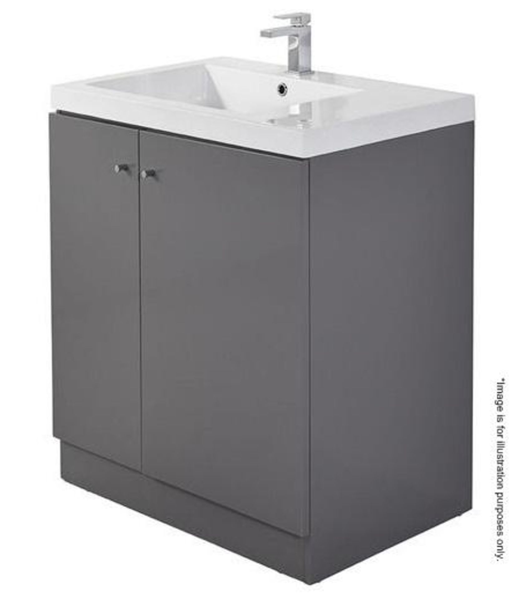 10 x Alpine Duo 750 Floorstanding Vanity Units In Gloss Grey - Dimensions: H80 x W75 x D49.5cm - - Image 3 of 4
