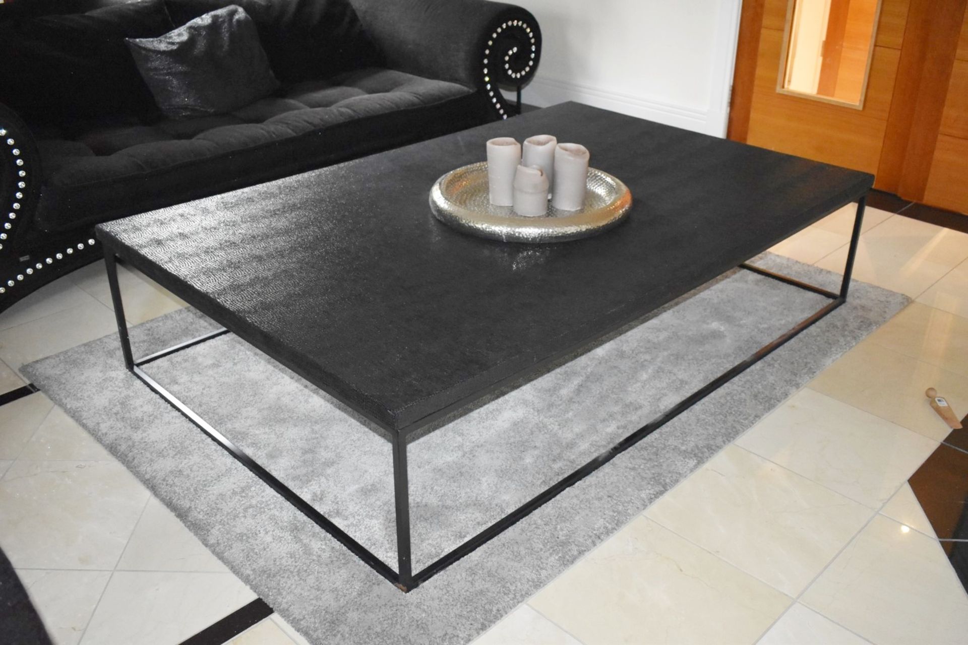1 x Designer Guadarte Coffee Table With Faux Crocodile Skin Leather Finish - Large Size H45 x W200 x
