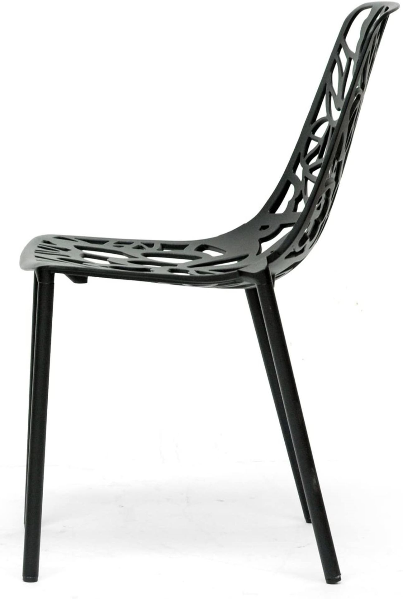 4 x Metal Modern Designer Dining Chairs With A Floral Filigree Design - Brand New Boxed Stock - Image 3 of 4