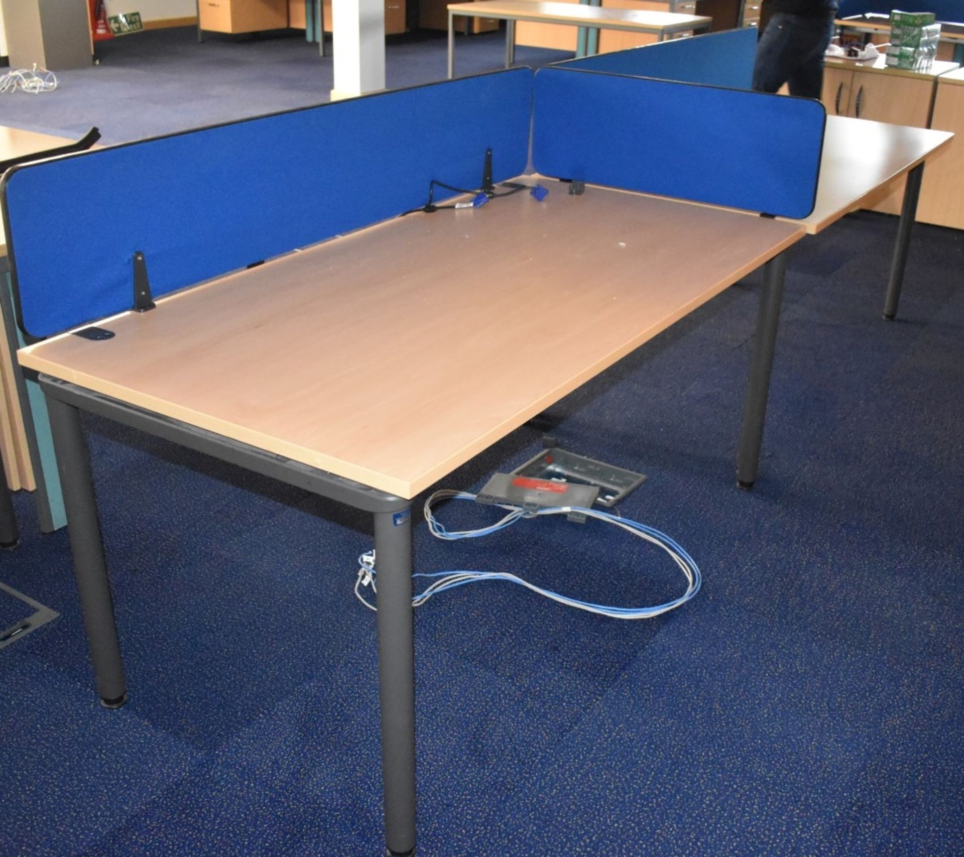 2 x Office Desks in Beech With Dividers - H72 x W160 x D80 cms - Ref: FF180 D - CL544 - Location:
