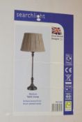 1 x Mantel Medium antique Bronze Decorative Table Lamp, Pleated Brown Shade- Brand New Boxed Stock -