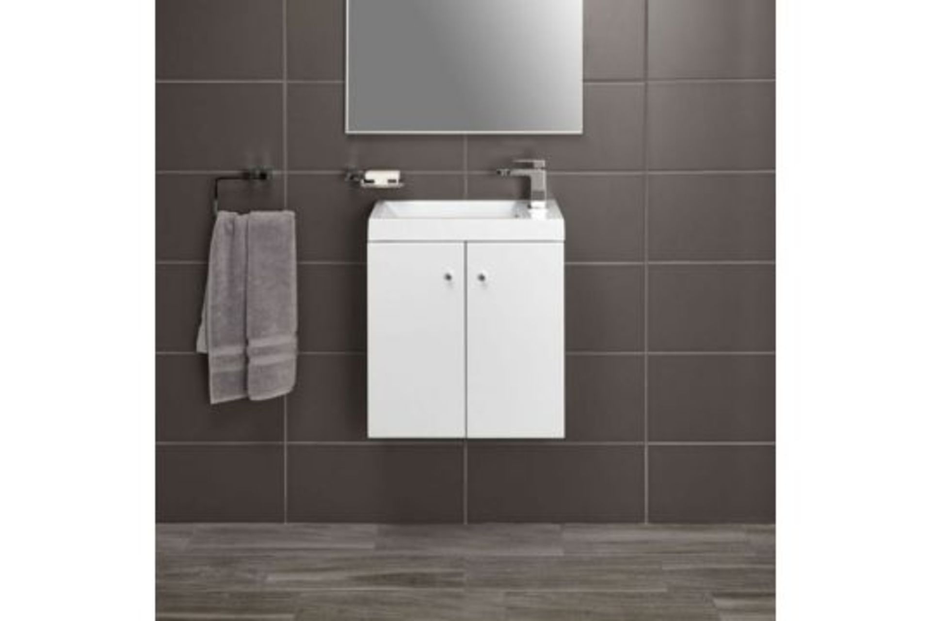 10 x Alpine Duo 495 Wall Hung Vanity Unit  - Gloss White - Brand New Boxed Stock - Dimensions: W49.5