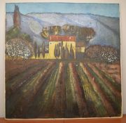 1 x Original Signed Painting Of A Farmhouse In France By Lydia Bauman (1998) - Dimensions: 122 x
