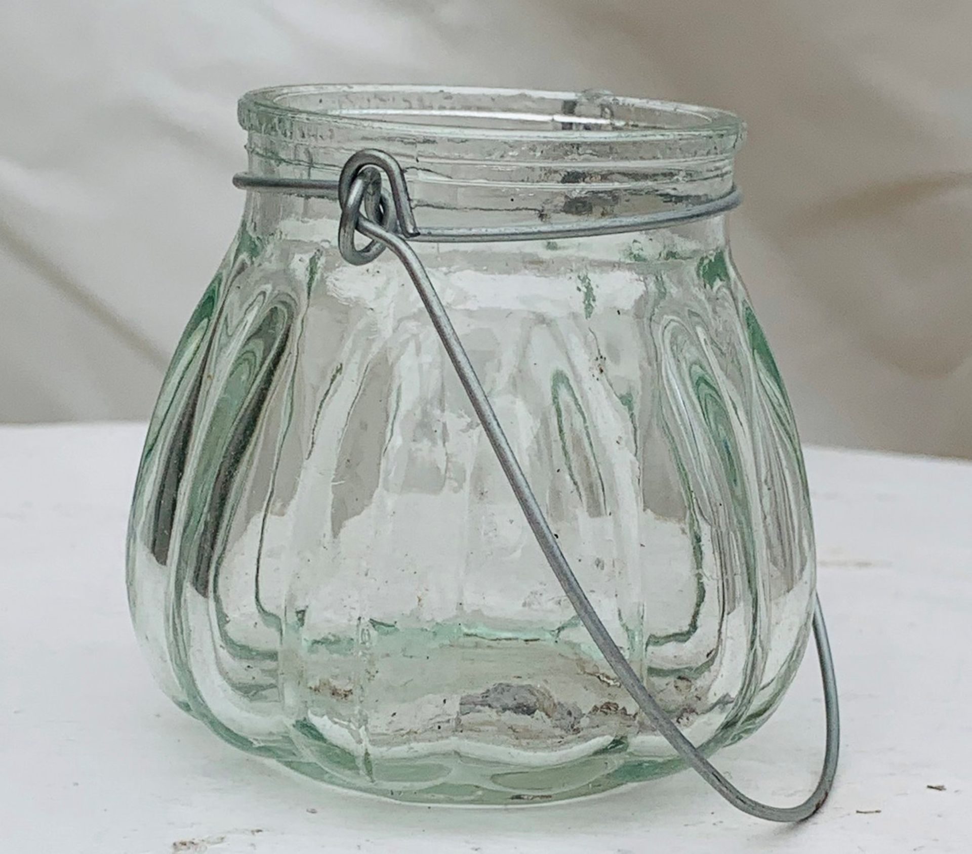 20 x Mini Glass Hanging Jars - Dimensions: Approx. 7/8cm - Pre-owned - CL548 - Location: Near Market