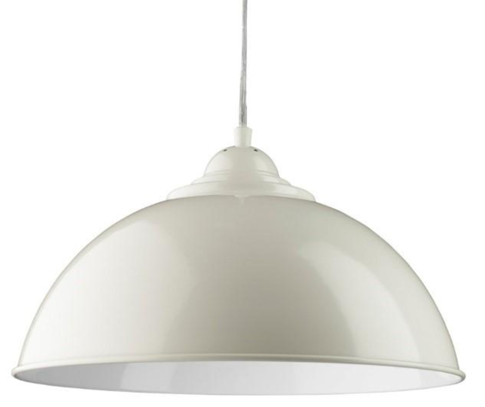 1 x SANFORD Cream Half Dome Metal Pendant Light With White Inner - 34cm Diameter - New/Unused Boxed - Image 4 of 4