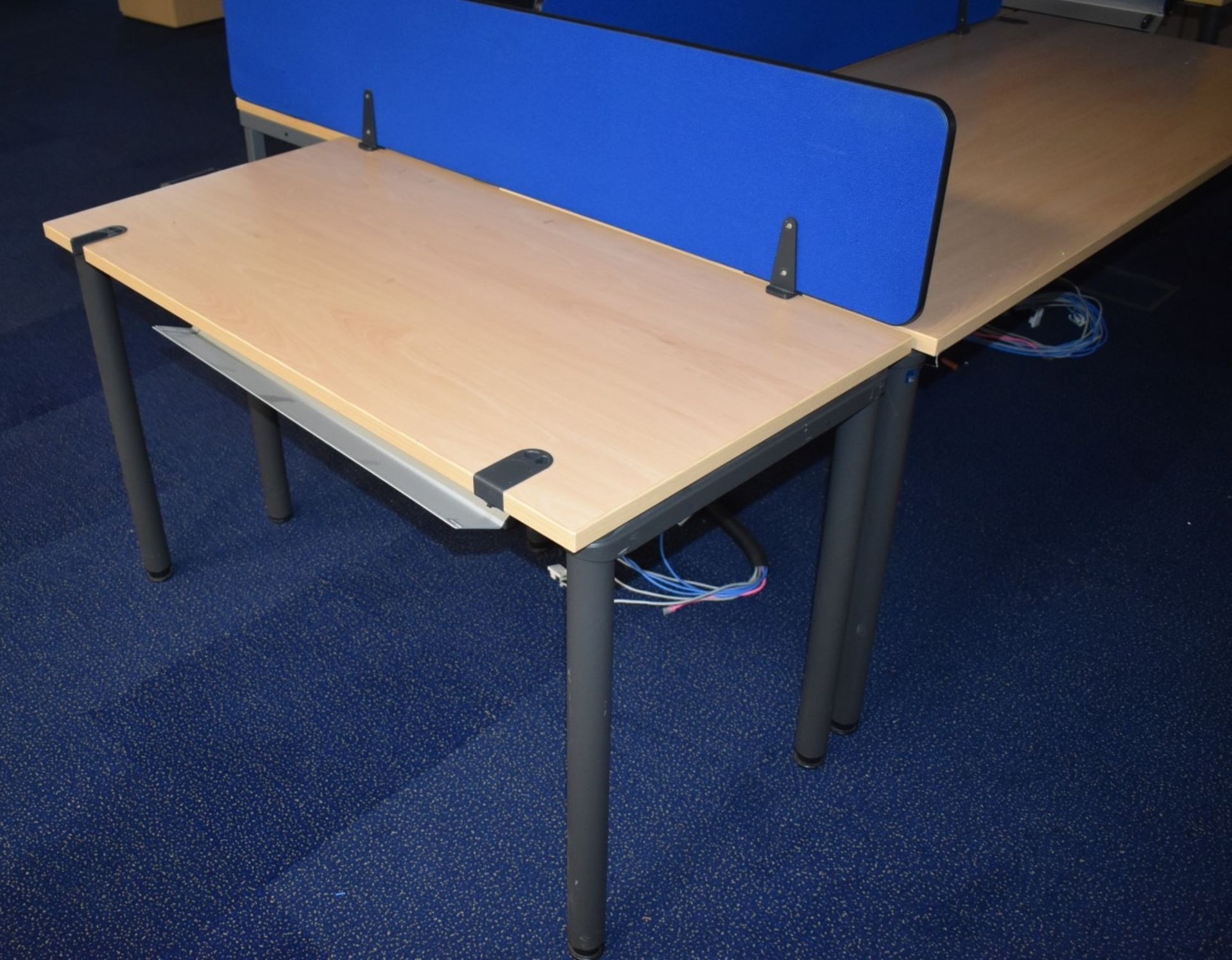 3 x Office Desks in Beech With Dividers - H72 x W120/180 x D60/80 cms - Ref: FF179 D - CL544 - - Image 3 of 5