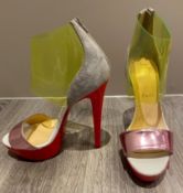 1 x Pair Of Genuine Christain Louboutin High Heel Shoes In Multi - Size: 36 - Preowned in Good Condi