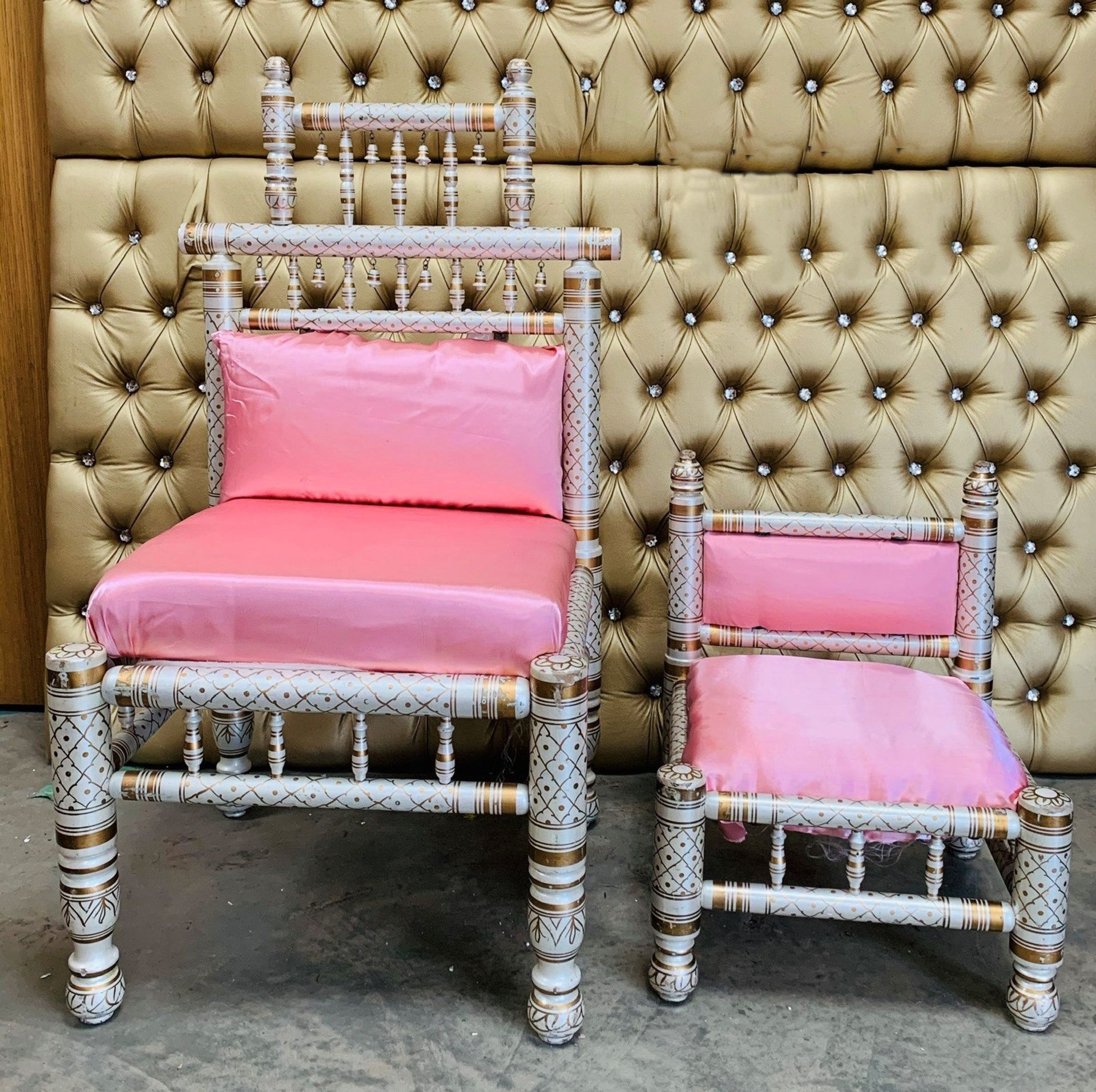 Little And Large Pink Chair Set - Dimensions: Large 115cm (h) x 65cm (w), Small 59cm (h) x 46cm (