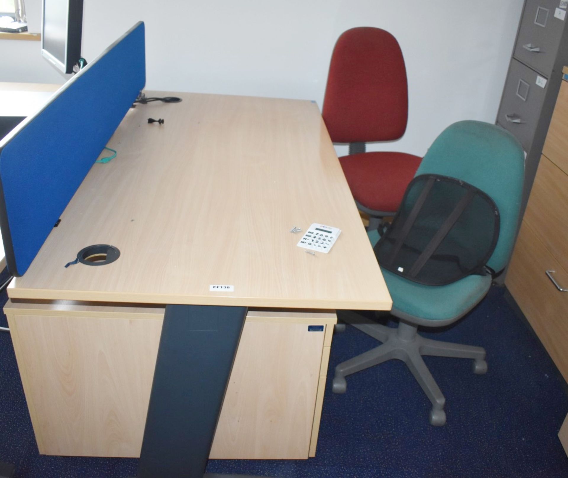 1 x Assorted Collection of Office Furniture - Includes 2 x 160cm Office Desks, 3 x Swivel Chairs, - Image 2 of 7