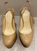 1 x Pair Of Genuine Christain Louboutin High Heel Shoes In Tan - Size: 36 - Preowned in Worn Conditi
