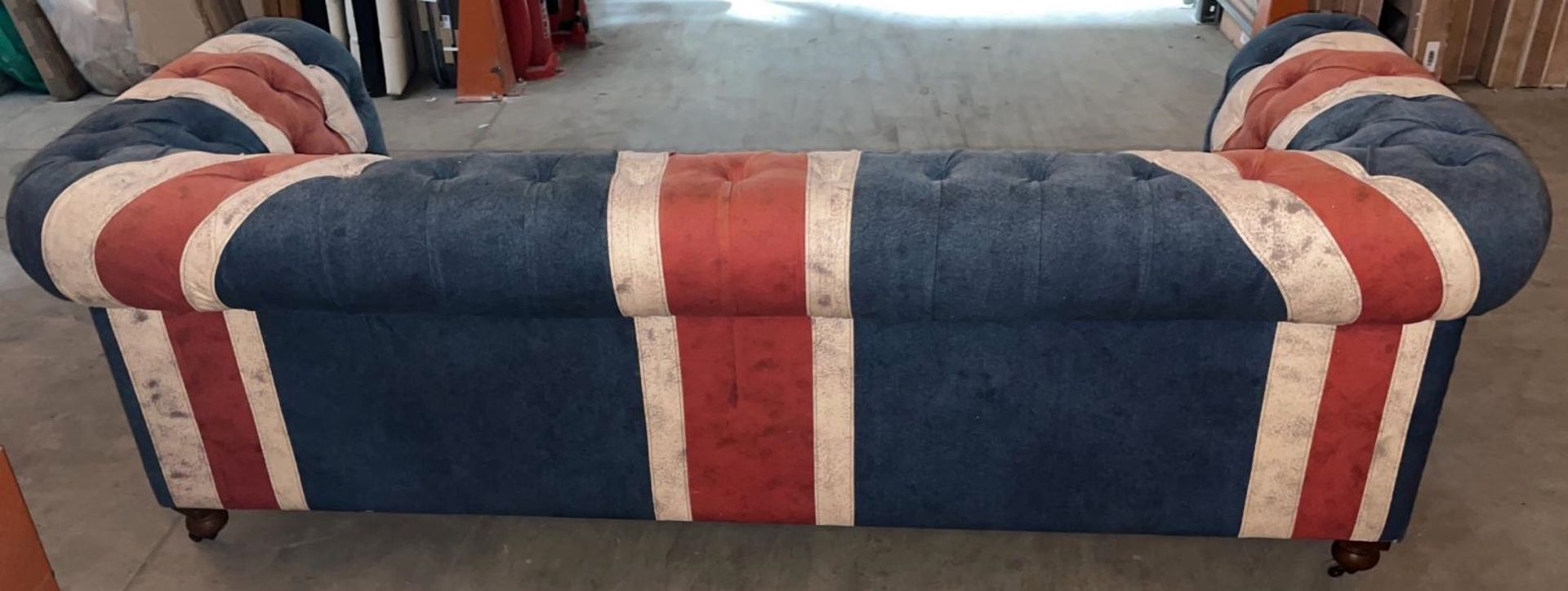 1 x Chesterfield-Style Button Back Sofa With A Union Jack Design - Dimensions: H78xW97xL242 - Pre- - Image 2 of 5