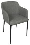 6 x FLANDERS Upholstered Contemporary Dining Chairs In Grey Fabric