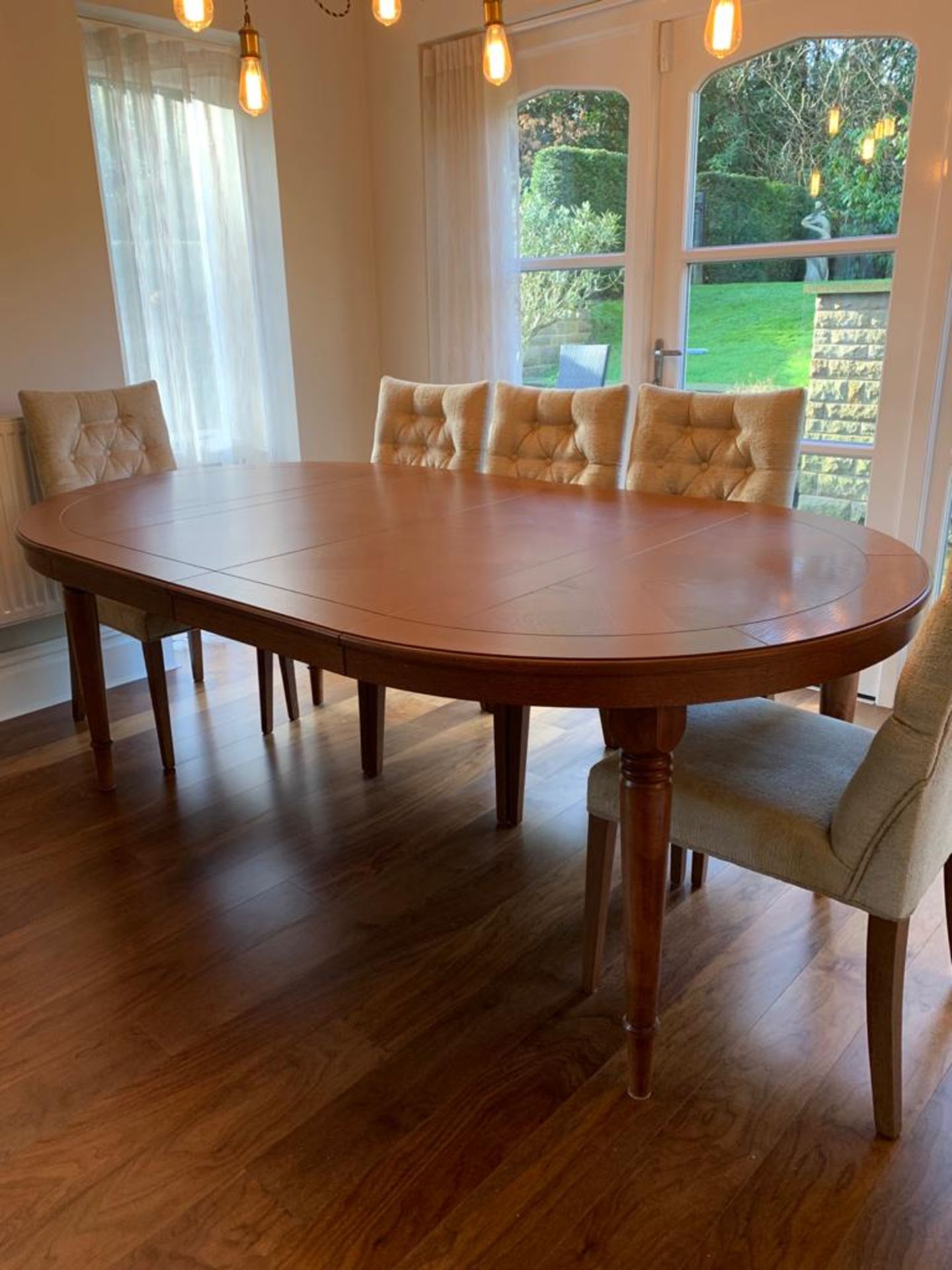1 x Large Wooden Extending Dining Table With Leaves - Dimensions: 207cm Extended / 120cm