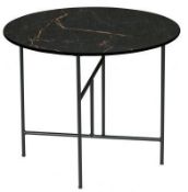1 x VIDA Modern Round 60cm Table Featuring A Black Marbled Porcelain Tabletop - Produced By WOOOD