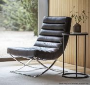 1 x Gallery Direct 'Cassino' Black Leather Lounger - Original Price £933.00 - Brand New Boxed