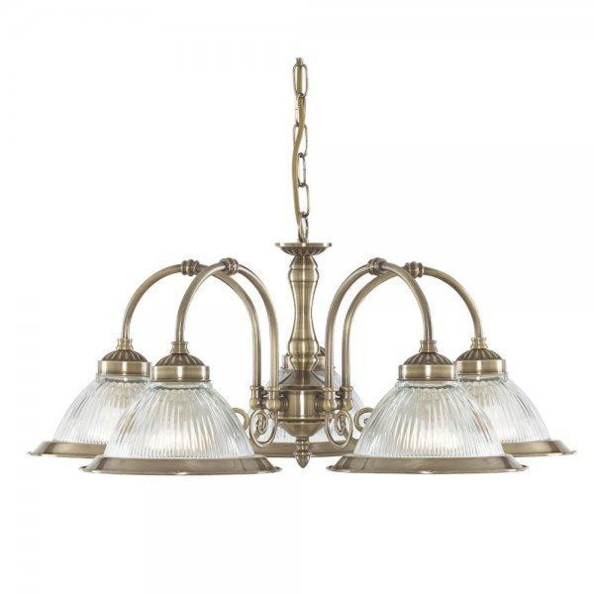 1 x American Diner 5 Light Ceiling Light Antique Brass - New Boxed Stock - CL364 - Ref: ERP1- 9345-5 - Image 2 of 3