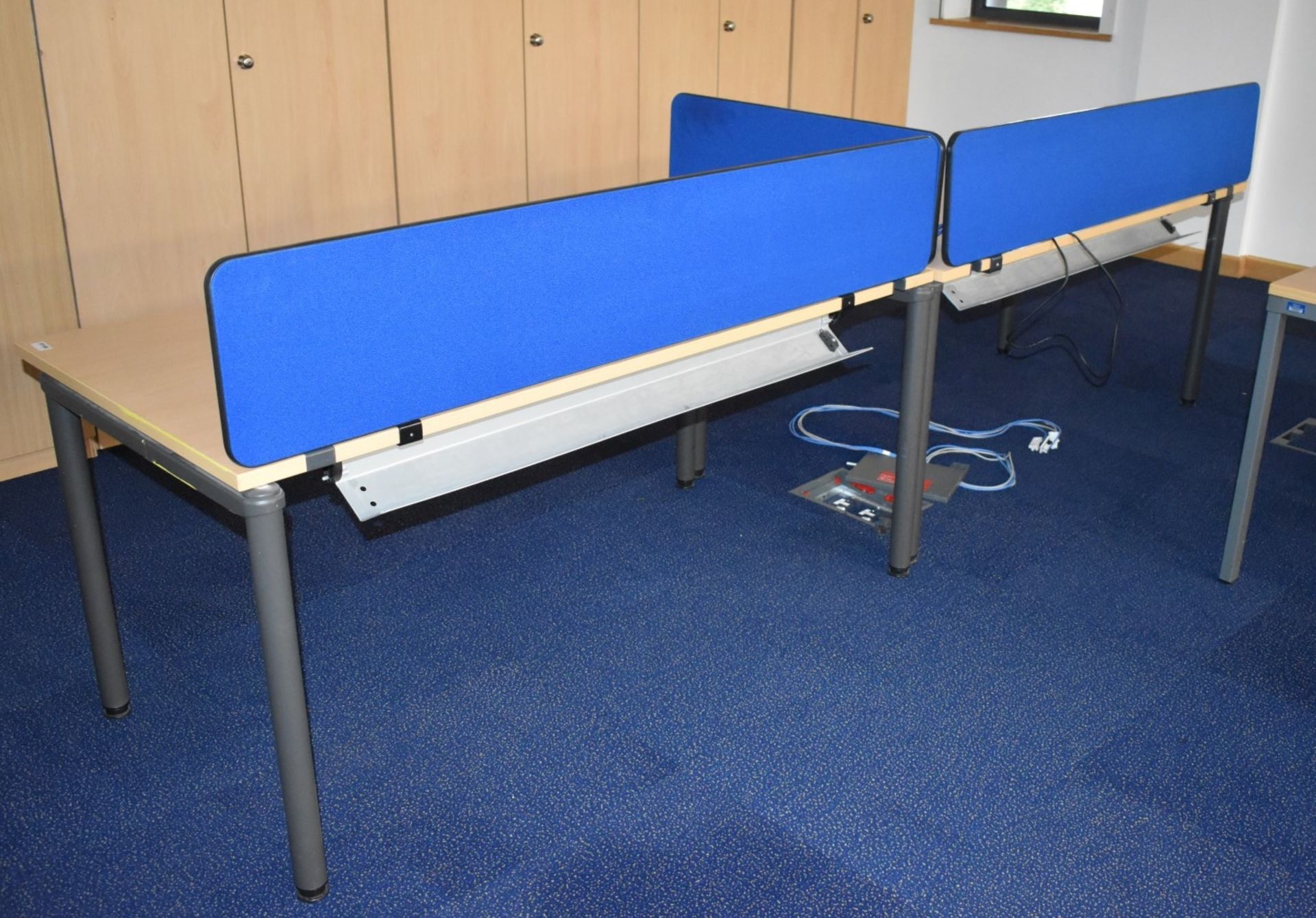 2 x Office Desks in Beech With Dividers - H72 x W160 x D80 cms - Ref: FF180 D - CL544 - Location: - Image 2 of 3