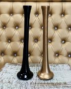 84 x Decorative Tall Lily Vases In Black And Gold - Commercial Display Pieces