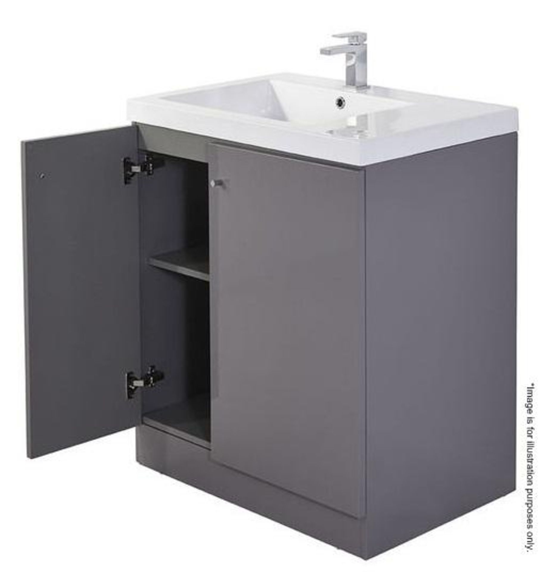 10 x Alpine Duo 750 Floorstanding Vanity Units In Gloss Grey - Dimensions: H80 x W75 x D49.5cm -